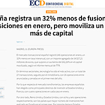 Espaa registra un 32% menos de fusiones y adquisiciones en enero, pero moviliza un 260% ms de capital